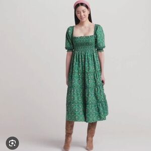 Hill House Nesli Nap Dress in Emerald Trellis Size XXL NWT